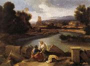 POUSSIN, Nicolas Landscape with Saint Matthew and the Angel oil painting reproduction